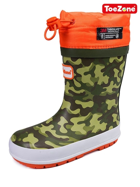 ToeZone Orange Tie Top Camo Wellies (A14381) | R$ 190