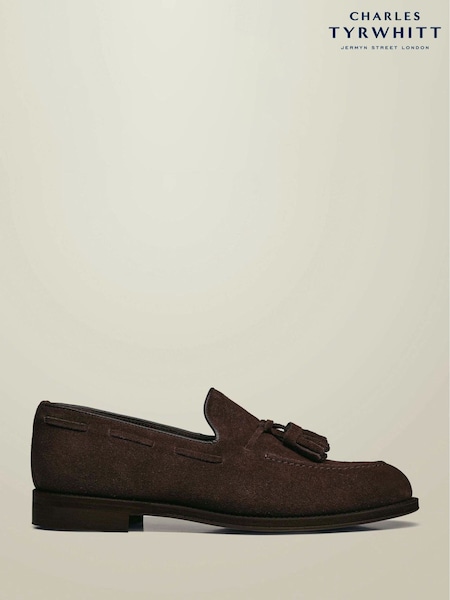 Brown - Regular Charles Tyrwhitt Chocolate Brown Suede Tassel Loafers