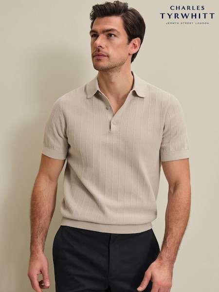 Dabisks tonis - Regular Charles Tyrwhitt Cotton Stripe Knit Polo Shirt
