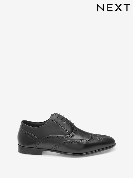 Black Wide Fit Leather Oxford Brogue Shoes (A14881) | €19