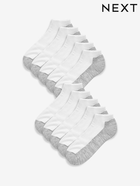 לבן/אפור - מארז של 10 - Cushioned Trainers Socks (A14892) | ‏76‏₪
