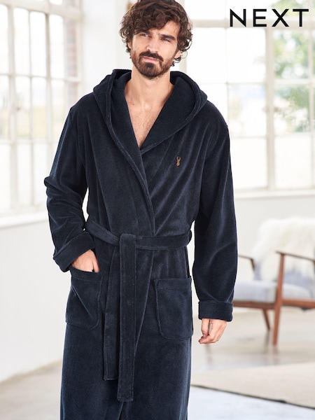 Navy Blue Supersoft Hooded Dressing Gown (A17893) | AED74