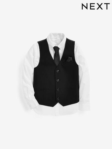 Black Waistcoat, Shirt & Plain Tie Set Waistcoat (12mths-16yrs) (A18318) | €41 - €54