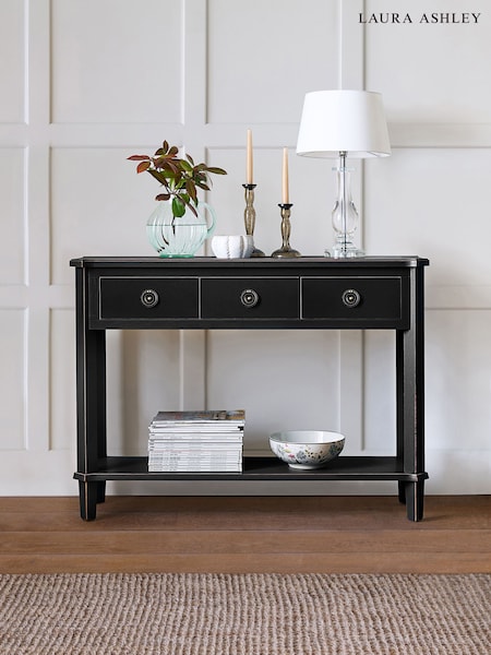 Laura Ashley Black Henshaw 3 Drawer Console Table (A18944) | €802