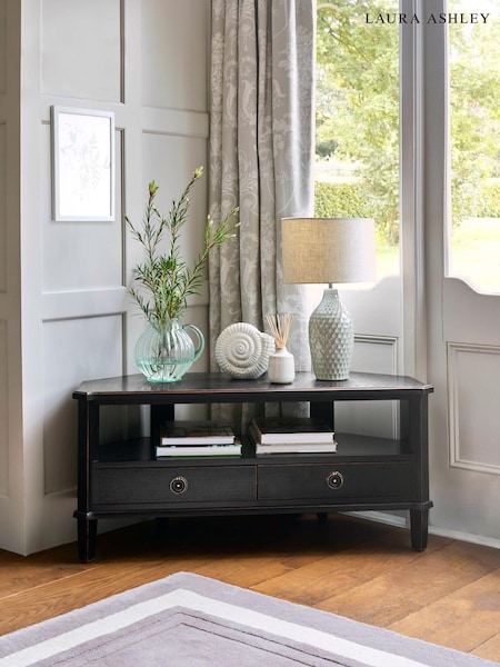 Laura Ashley Black Henshaw 2 Drawer Corner TV Stand (A18947) | €916