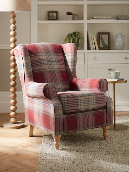 Versatile Check Stirling Red Sherlock Highback Armchair (A19415) | €675