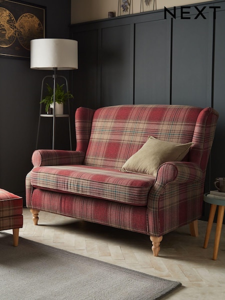 Versatile Check Stirling Red Sherlock 2 Seater Small Sofa (A19418) | €950