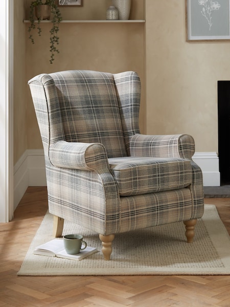 Versatile Check Nevis Grey Sherlock Highback Armchair (A19420) | €675