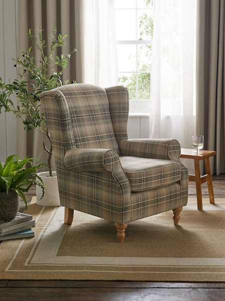 Tweedy Check Kildare Grey Sherlock Highback Armchair (A19430) | €675