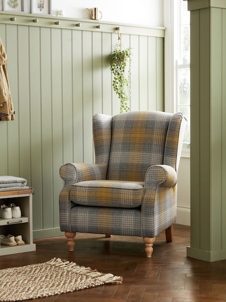 Tweedy Check Murray Ochre Yellow Sherlock Highback Armchair (A19435) | €675