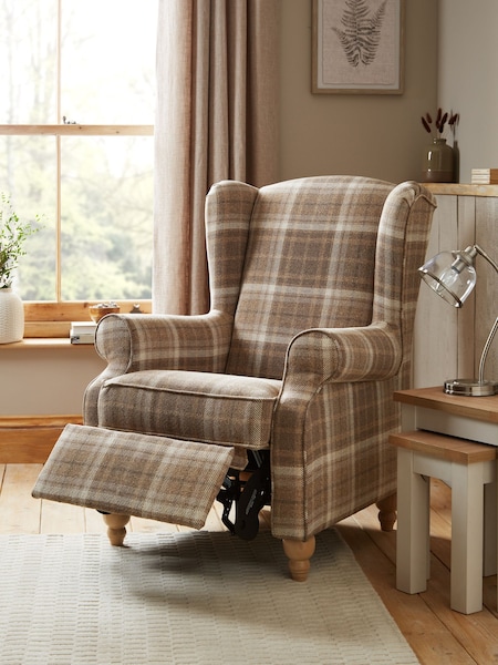 Tweedy Check Burford Natural Manual Recliner Sherlock Highback Armchair (A19464) | €410
