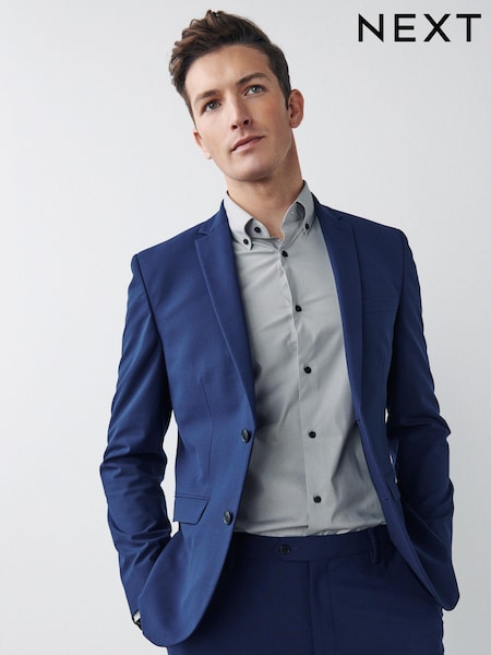 Ярко-синий - Slim Fit Motionflex Stretch Suit Jacket (A20231) | €16