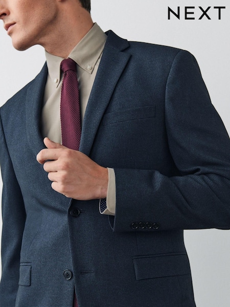 Navy Slim Textured Motion Flex Stretch Suit Jacket (A20232) | €43
