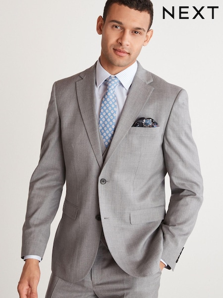 Grey Tailored Fit 100% Wool Suit (A20278) | €33
