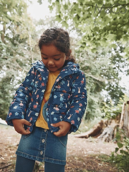 M&Co Blue Fairy Print Hooded Padded Coat (A21582) | €13 - €13.50
