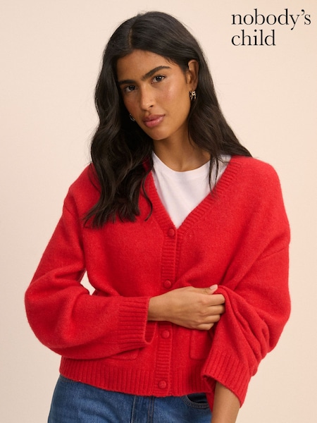 Red - Nobodys Child V-neck Pocket Cardigan