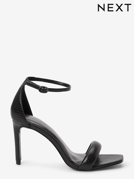 Black Forever Comfort® Square Toe Heeled Sandals (A23329) | €20