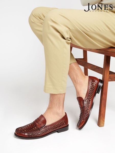 Коричневый - Jones Bootmaker Riverside Woven Leather Loafers (A27174) | €118