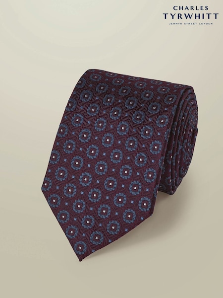 Maroon Punainen - Regular Charles Tyrwhitt Stone Medallion Silk Tie