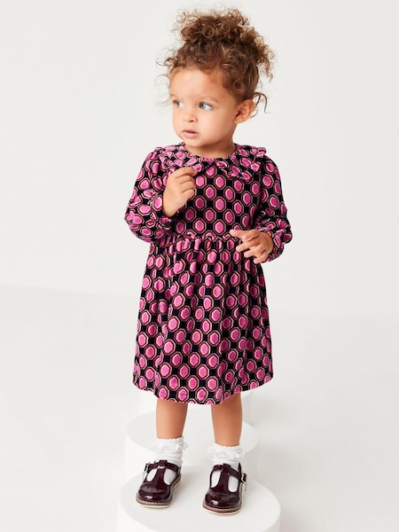 Blue Printed Velvet Dress (3mths-7yrs) (A28911) | € 15 - € 16