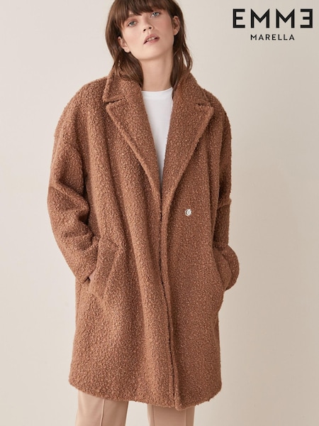 Emme Marella Brown Infante Teddy Faux Fur Coat (A29012) | €79