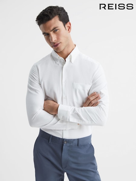 Reiss White Greenwich Soft Wash Button Down Oxford Shirt (A31004) | €113