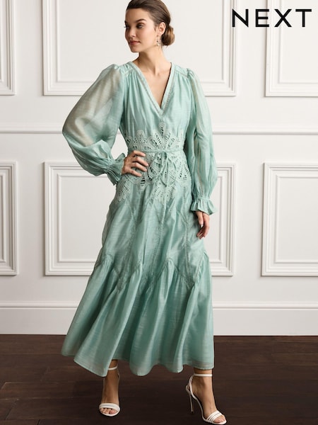 Light Green Lace Waist Dress (A31686) | €23