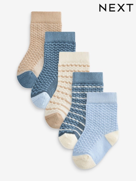 Blue/Brown Baby Socks 5 Pack (0mths-2yrs) (A32122) | €6