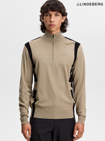 Natur - Regular J.lindeberg Kendrick Knitted Zip Golf Sweater