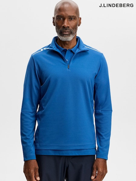 Blue - Regular J.lindeberg Leon Quarter Zip Golf Mid Layer T-shirt