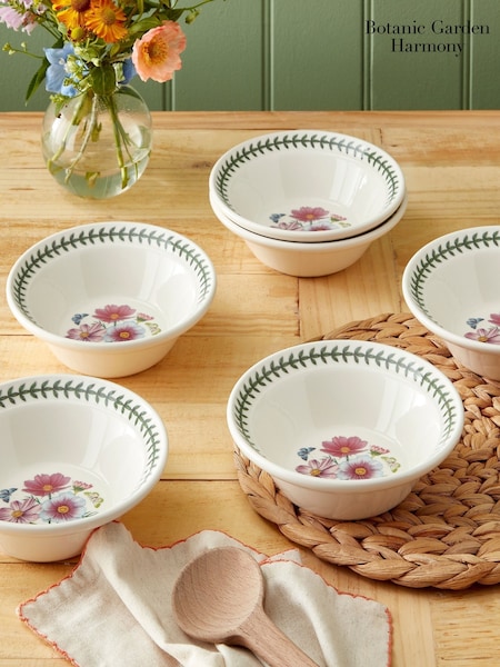 Portmeirion Set Of 6 Botanic Garden Oatmeal Cereal Bowls Cosmos