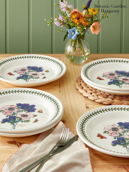 Portmeirion Set Of 6 Botanic Garden Dinner Plates Anemone
