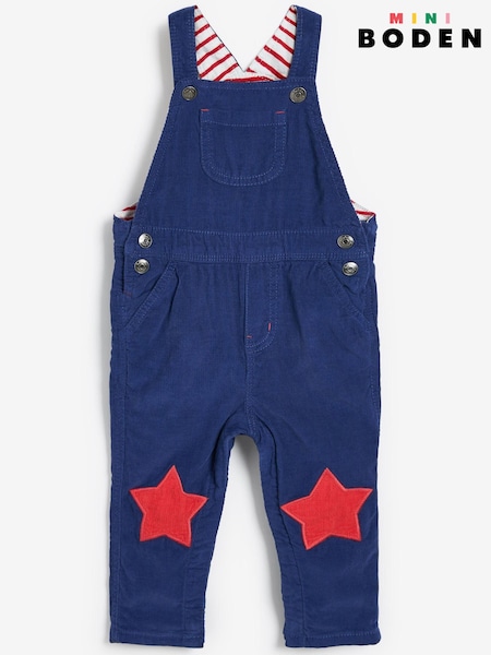 Boden Blue Jersey Lined Cord Dungarees (A33277) | €17 - €18
