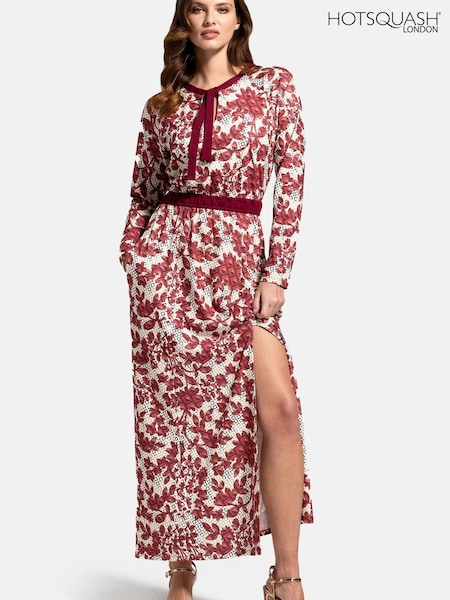 HotSquash Brown Neck Tie Long Sleeve Maxi Dress (A33890) | €59