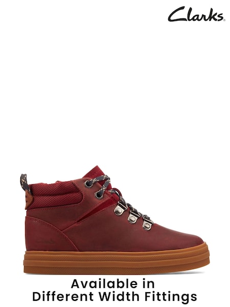 Clarks Burgundy Red Leather With Lace And Zip Fastening Hiking Boots (A34619) | 68 €