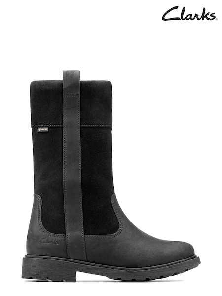 Clarks Black F fit Leather With Zip Fastening GTX Calf Hi Boots (A34855) | €42