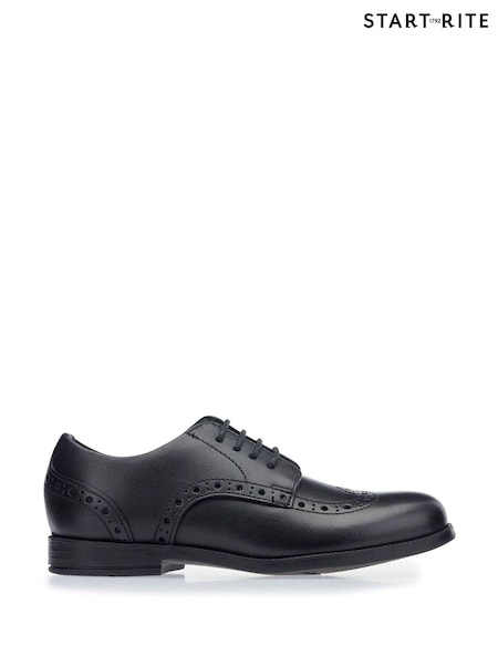 Start-Rite Brogue Snr Black Vegan Smart School Shoes F Fit (A36285) | €37