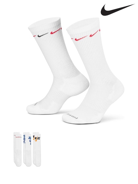 Nike White Everyday Plus Cushioned Crew Socks 3 Pack (A36553) | €22.50