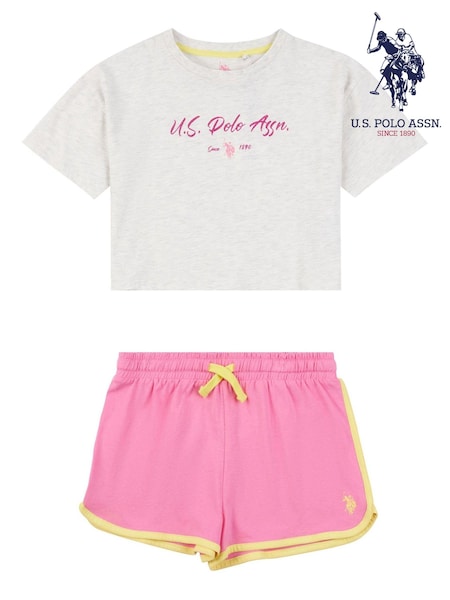 U.S. Polo Assn. Pink T-Shirt And Shorts Lounge Set (A36684) | 62 QAR - 74 QAR