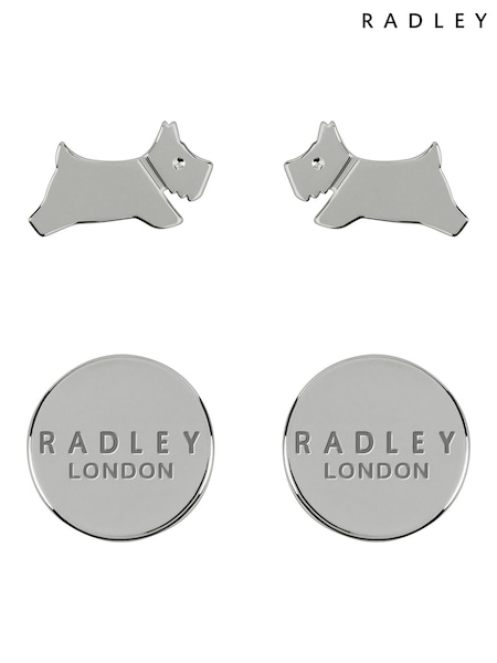Radley Ladies Silver Tone Leaping Dog Twin Pack Stud Earrings (A37510) | €25
