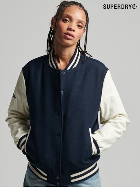 Superdry Blue White College Varsity Bomber Jacket (A37729) | €34