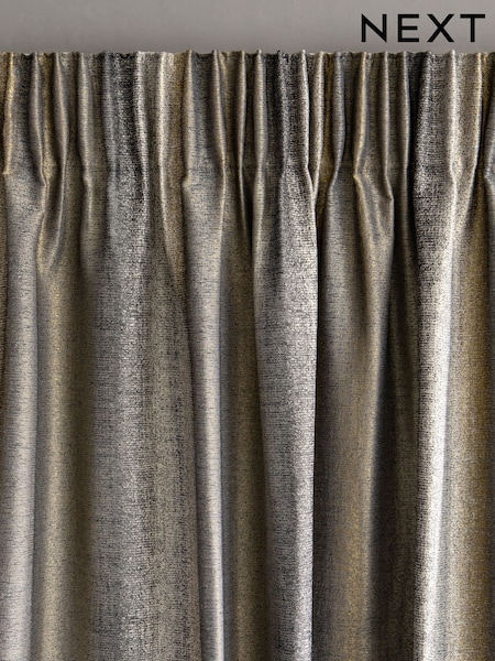 Black/Bronze Metallic Stripe Pencil Pleat Lined Curtains (A37736) | $101 - $303