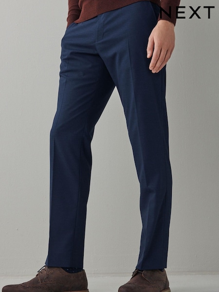 Blue Slim Textured Trousers With Motion Flex Waistband (A37916) | € 10