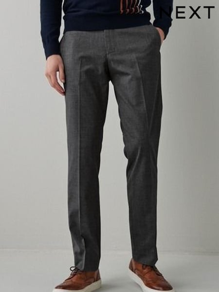 Charcoal Grey Textured Trousers With Motion Flex Waistband (A37918) | €7