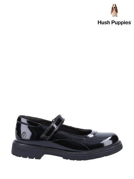 Hush Puppies Black Tally Junior Patent School Shoes (A37968) | €80