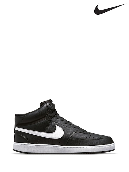 Nike Black/White Court Vision Mid Trainers (A38383) | €49
