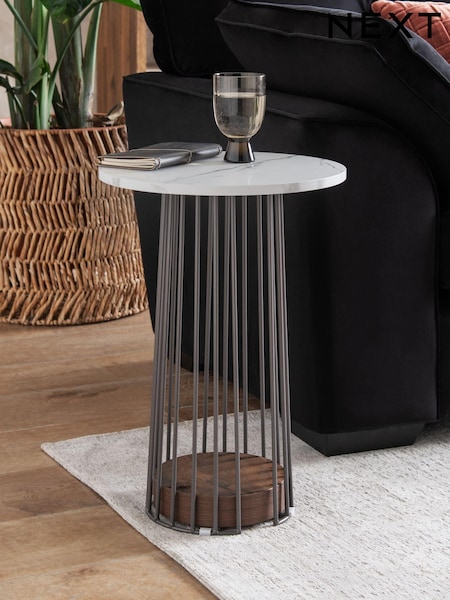 Grey Linear Marble Effect Side Table (A39166) | €100