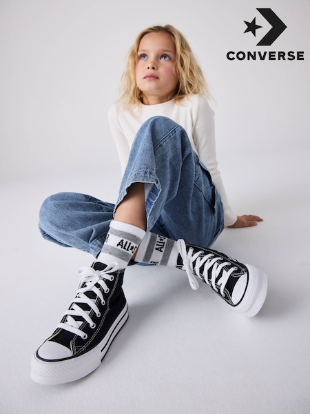 أسود - Converse Eva Lift High Top Junior Trainers (A39529) | ‏291 د.إ.‏