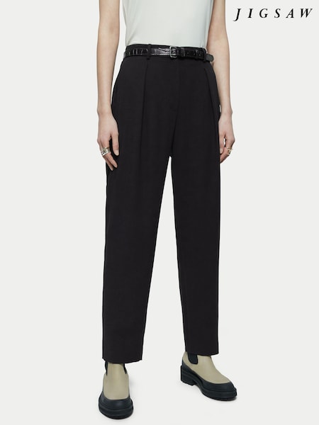 Jigsaw Black Fluid Twill Logan Trousers (A40312) | €39
