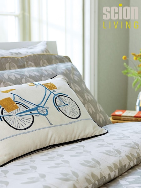 Scion Grey 100% Cotton Embroidered Snow Drop Cushion (A40603) | €54